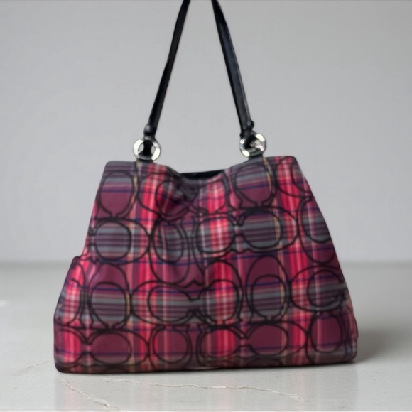 Coach Poppy Tartan Plaid Carryall Bag F15480 - Picture 2 of 16